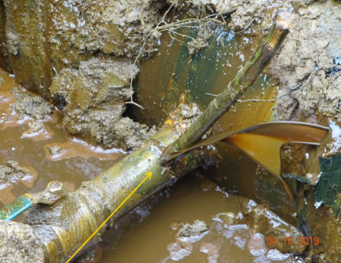An illegal fitting on the Okordia-Rumuekpe pipeline, in a picture from Shell Nigeria